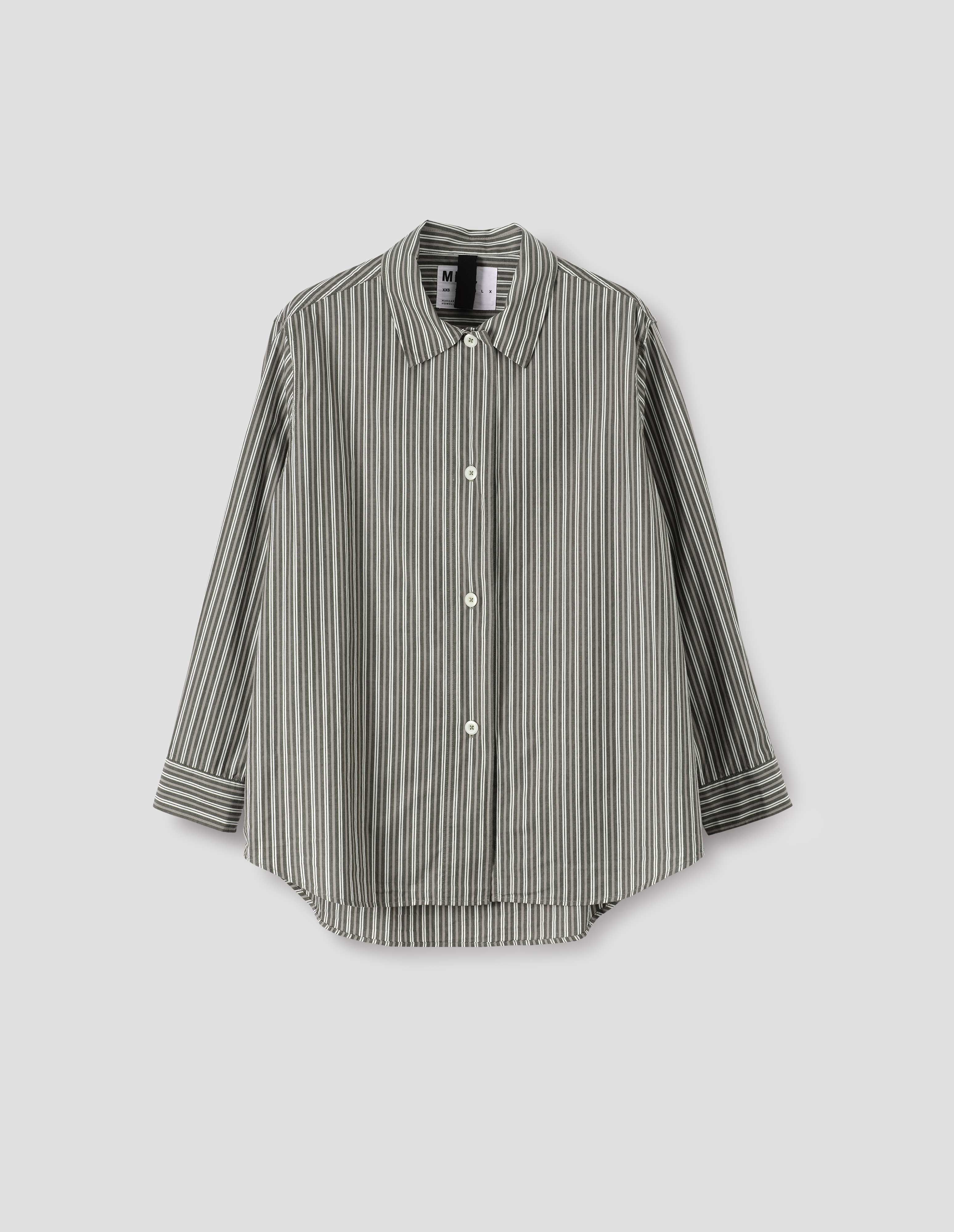 Forest, grey and white stripe Longline Shirt | MHL. by
