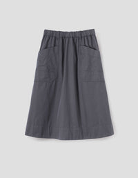 MHL. PATCH POCKET SKIRT | WASHED COTTON POPLIN | SLATE BLUE