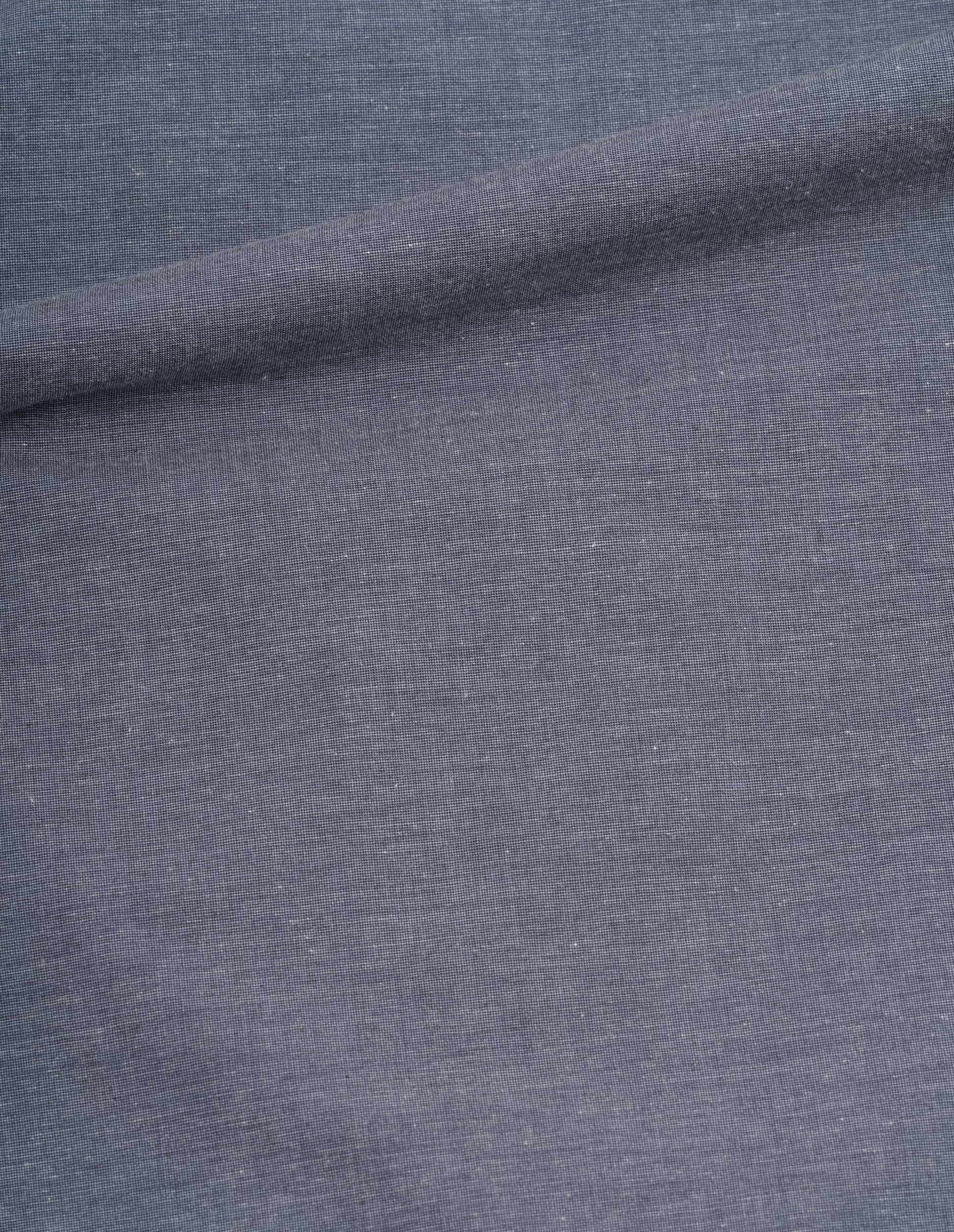 Greyish blue short sleeve shirt cotton fabric swatch.
