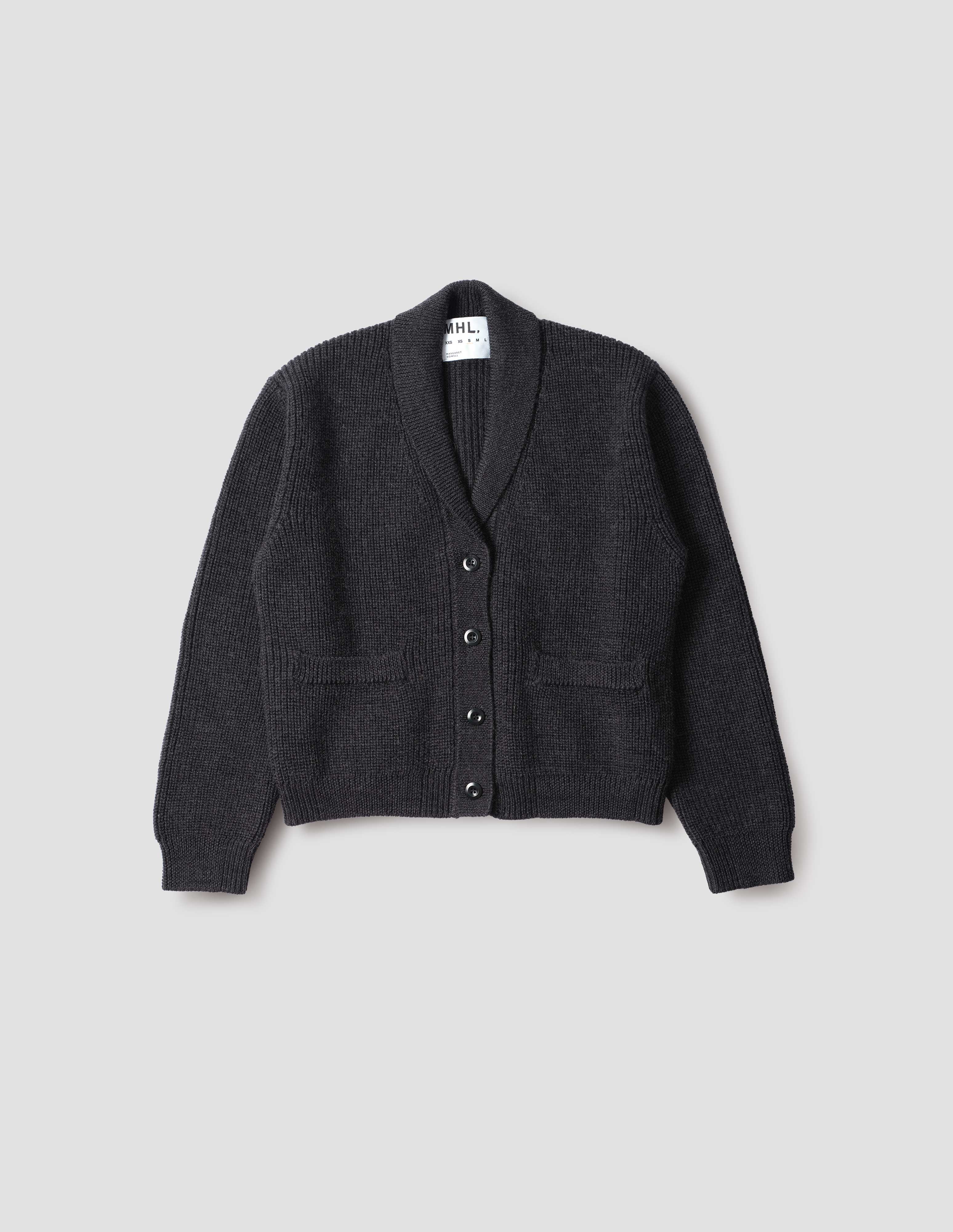 Charcoal merino Shawl Collar Cardigan | MHL. by Margaret Howell