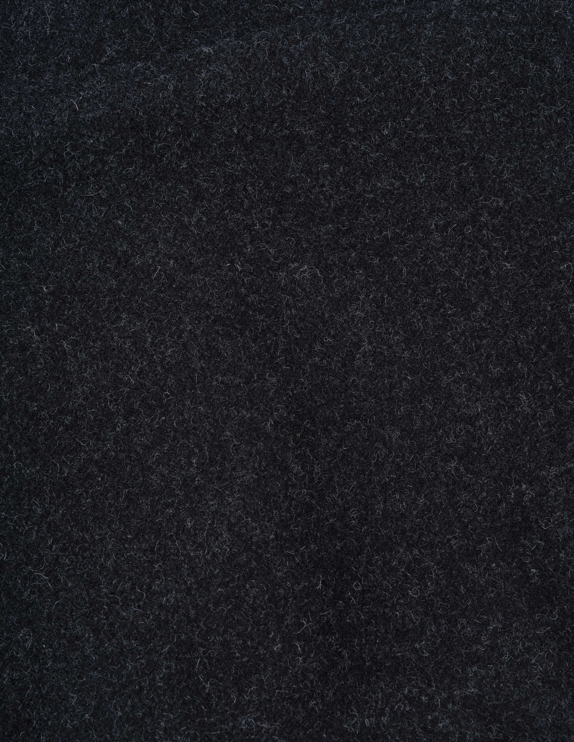 Charcoal grey felted wool hooded duffle coat, fabric swatch. 