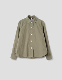 MHL. SIMPLE SHIRT | BRUSHED COTTON CHAMBRAY | KHAKI GREEN