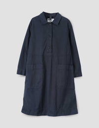 MHL. TAB WAIST DRESS | SOFT DENSE COTTON | NAVY