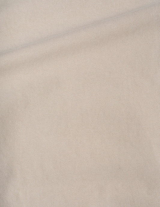 Beige cotton wool drill trousers, fabric swatch.