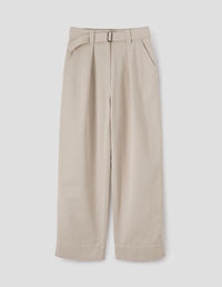 MHL. WEBBING BELT TROUSERS | COTTON WOOL DRILL | BONE