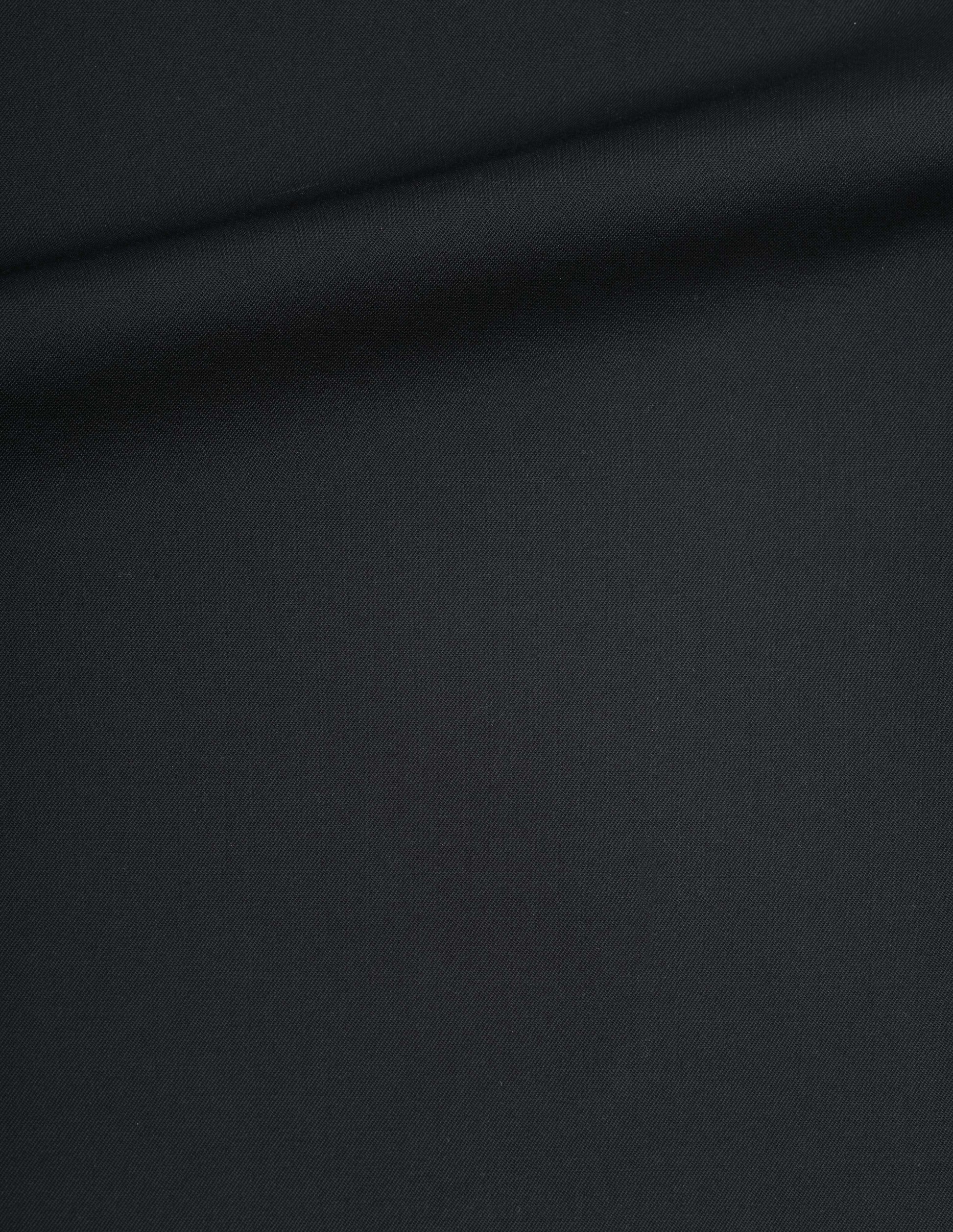 Black fluid wool twill skirt, fabric swatch.