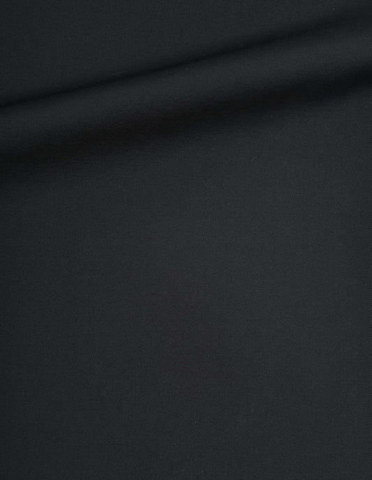 Black fluid wool twill skirt, fabric swatch.