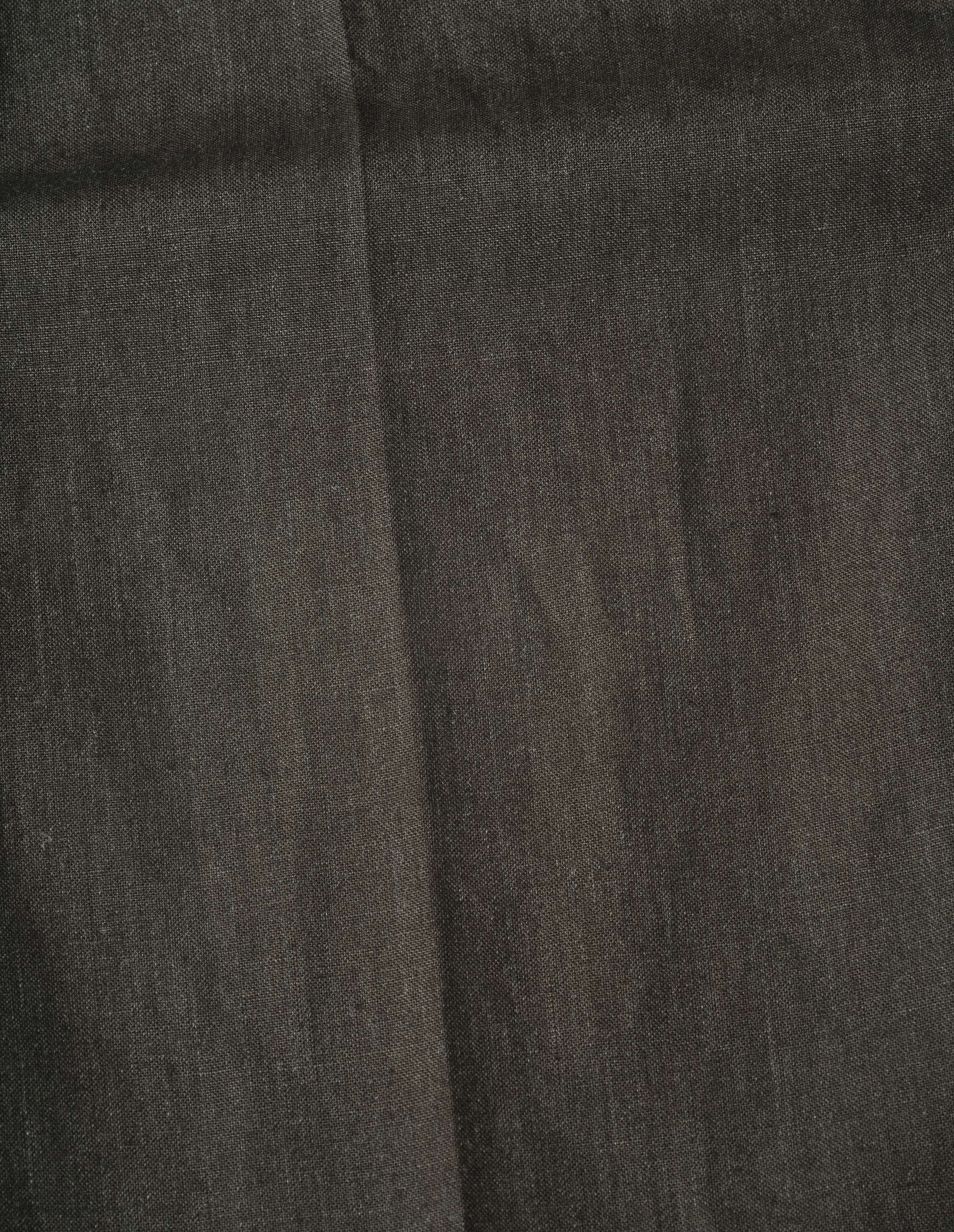 Brown pure linen trousers fabric swatch.