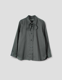 NECK TIE SHIRT | FINE SATEEN COTTON | STEEL