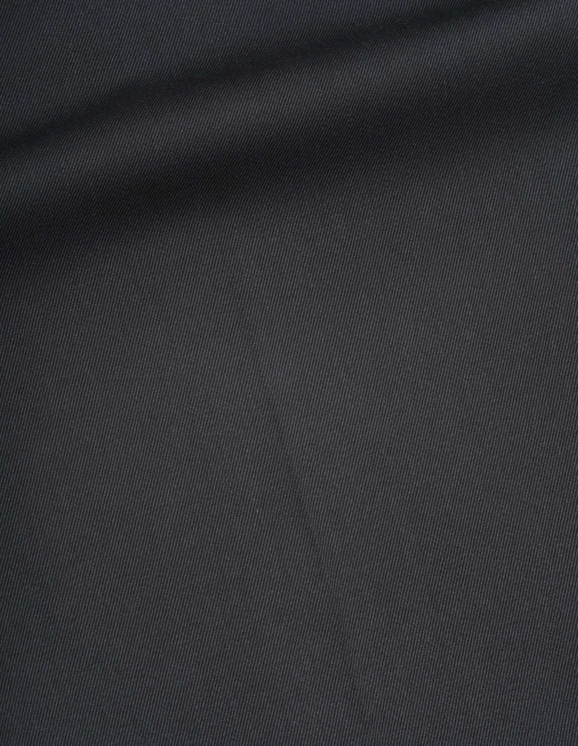 Dark grey wool cotton twill trousers fabric swatch.