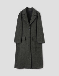 RAGLAN OVERCOAT | BRITISH WOOL HERRINGBONE | GREEN / BLACK