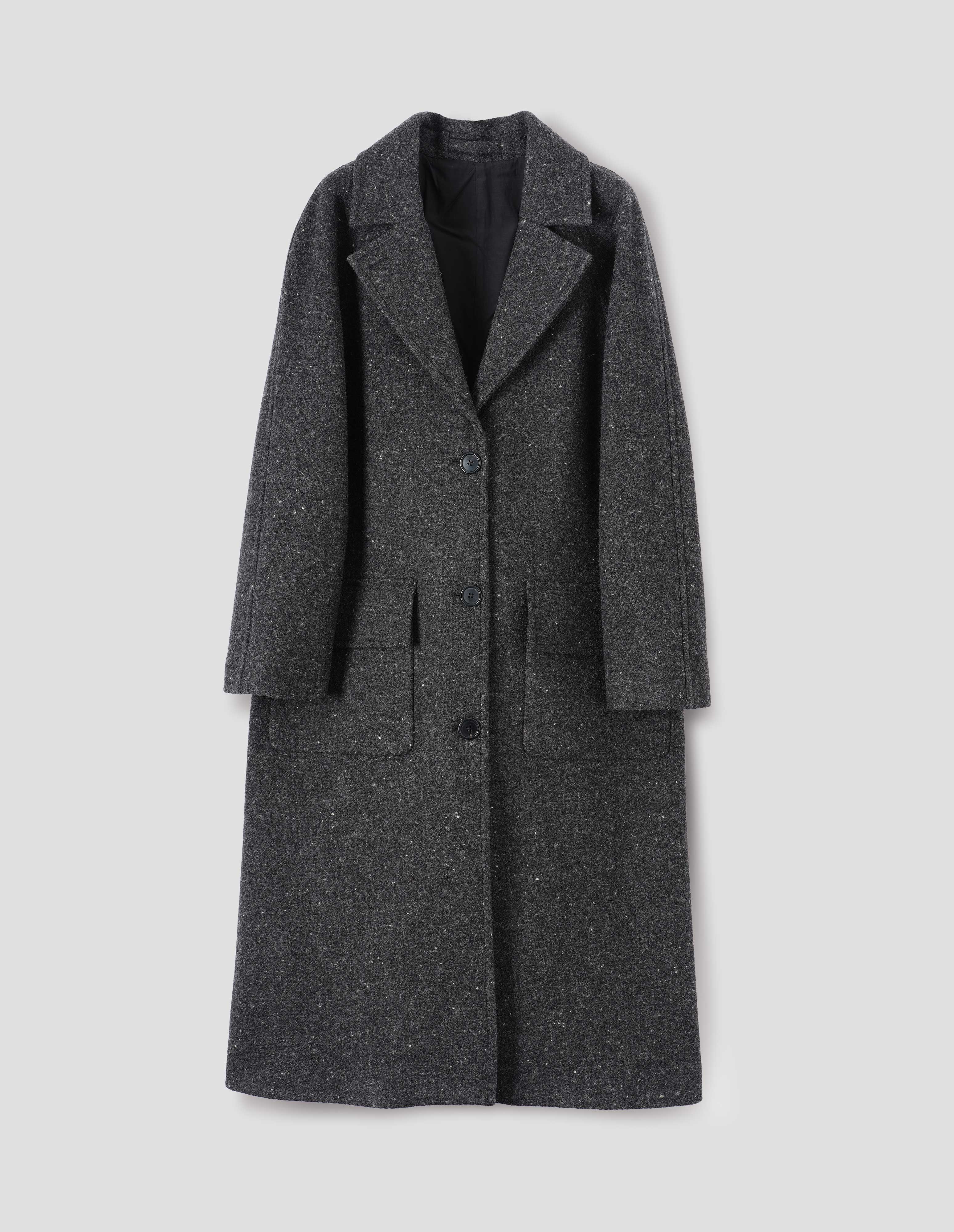 MARGARET HOWELL 2023 ： DOUBLE FACE WOOL Charcoal heavy British wool Raglan Overcoat | Margaret Howell