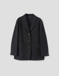 RELAXED THREE BUTTON JACKET | SWANSKIN FLANNEL | BLACK