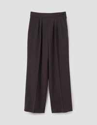 SIDE CLOSURE TWIN PLEAT TROUSERS | LIGHT FLANNEL | EBONY