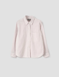 SIMPLE SHIRT | FINE DOUBLE STRIPE COTTON | ECRU / DUSTY PINK / BLACK