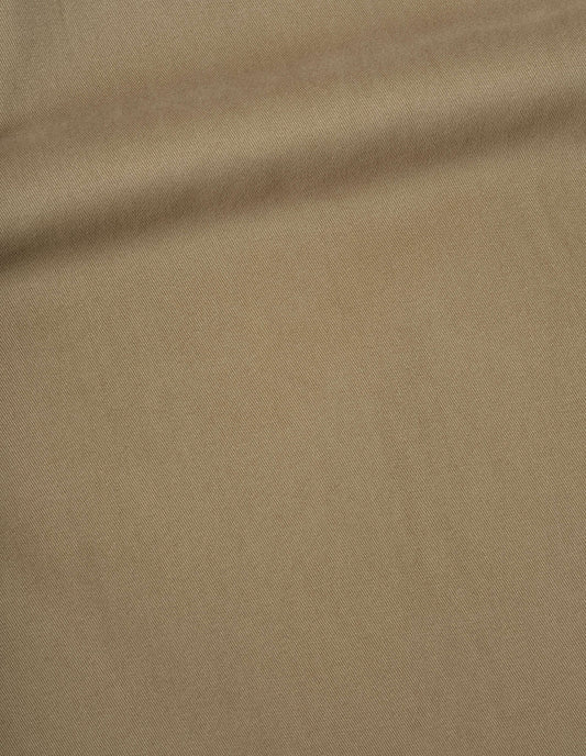 Dark beige cotton cashmere twill trousers fabric swatch.