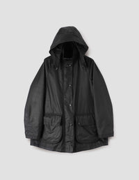 STAND COLLAR PARKA | WAXED COTTON | BLACK