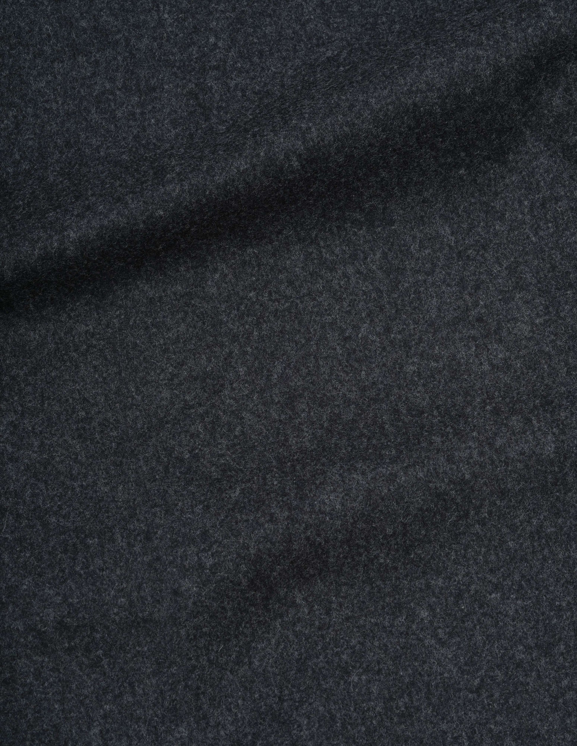 Charcoal grey wool flannel trousers, fabric swatch.