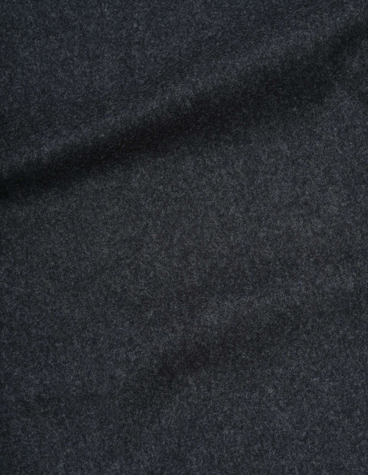 Charcoal grey wool flannel trousers, fabric swatch.