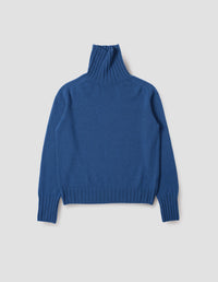 WIDE ROLL NECK | CASHMERE | STEEL BLUE