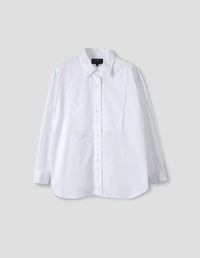 BIB FRONT DAY SHIRT | CRISP COTTON POPLIN | WHITE