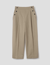 BUTTON POCKET TROUSERS | COMPACT COTTON LINEN TWILL | STONE