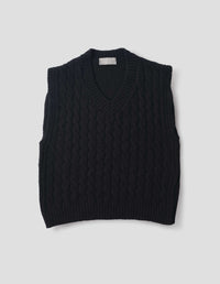CABLE SLIPOVER | SOFT SPUN WOOL | BLACK