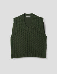 CABLE SLIPOVER | SOFT SPUN WOOL | FOREST GREEN