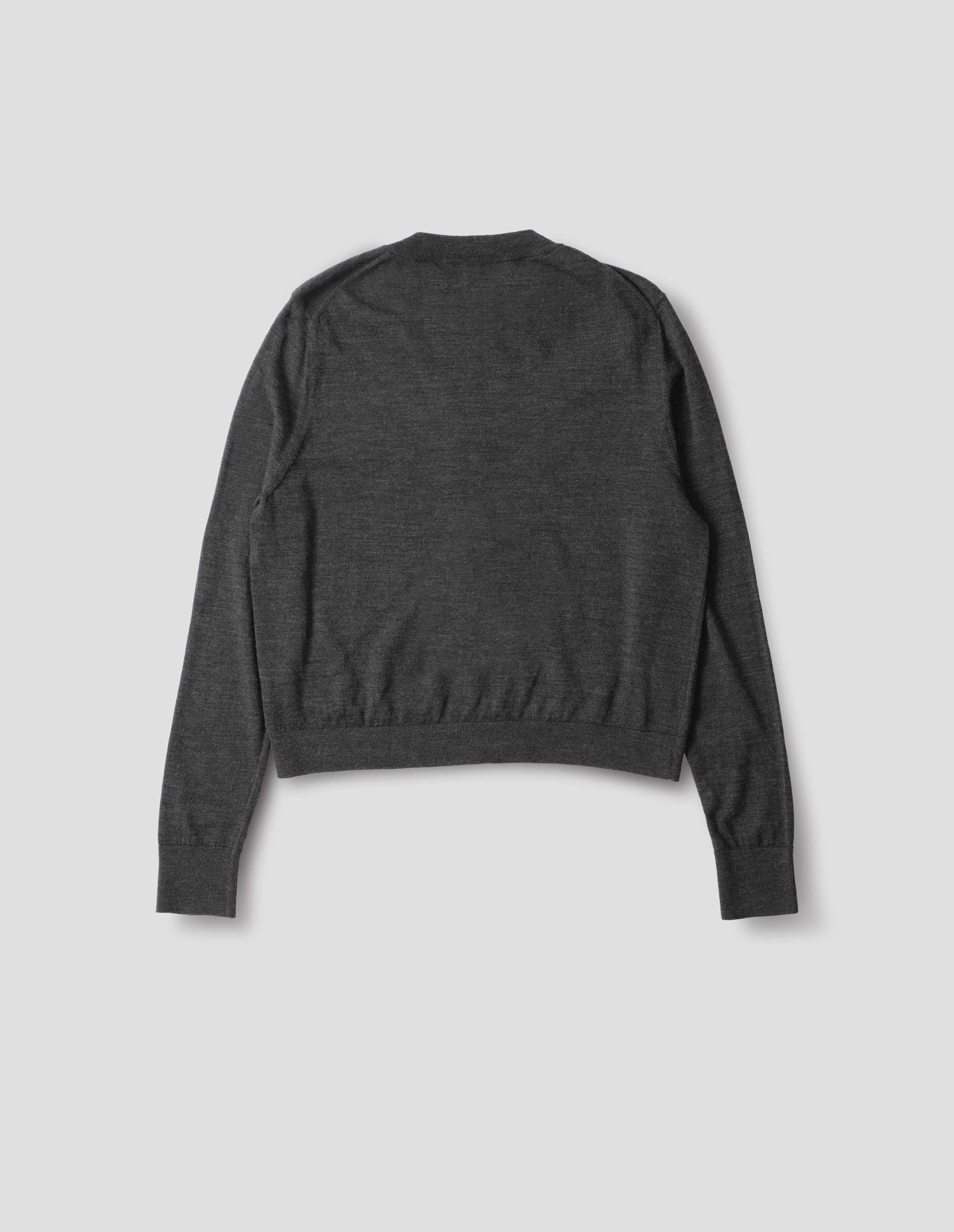 Charcoal wool Cardigan with Grosgrain Placket | Margaret Howell