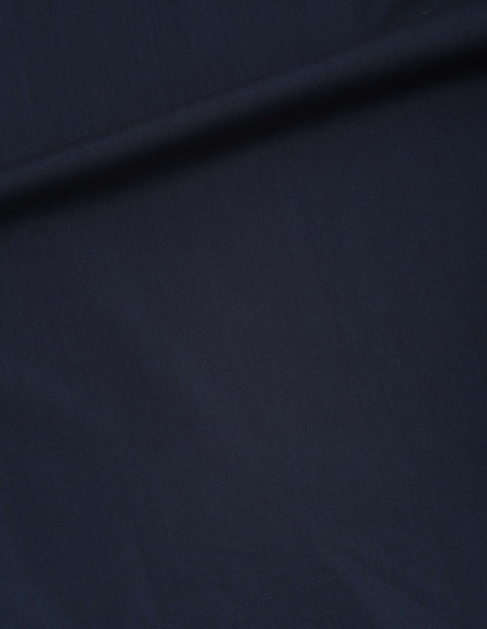 Dark blue fluid wool plainweave dress fabric swatch.