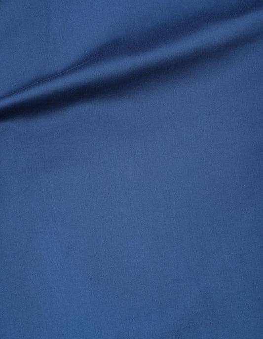 Blue cotton silk poplin skirt fabric swatch.