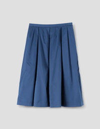 DARTED FULL SKIRT | COTTON SILK POPLIN | MARINE BLUE