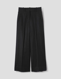DEEP WAISTBAND CINCH TROUSERS | MUTED WOOL FLANNEL STRIPE | BLACK / CHARCOAL