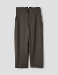 DEEP WAISTBAND TROUSERS | LOFTED WOOL SERGE | BARK
