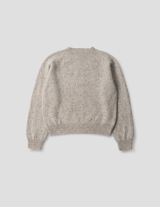 DONEGAL CREW NECK JUMPER | SOFT DONEGAL WOOL | PEBBLE