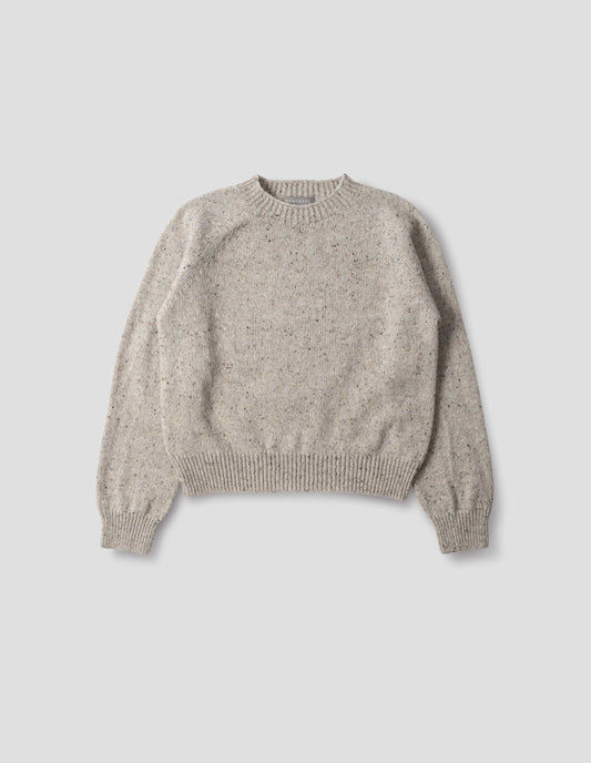 DONEGAL CREW NECK JUMPER | SOFT DONEGAL WOOL | PEBBLE