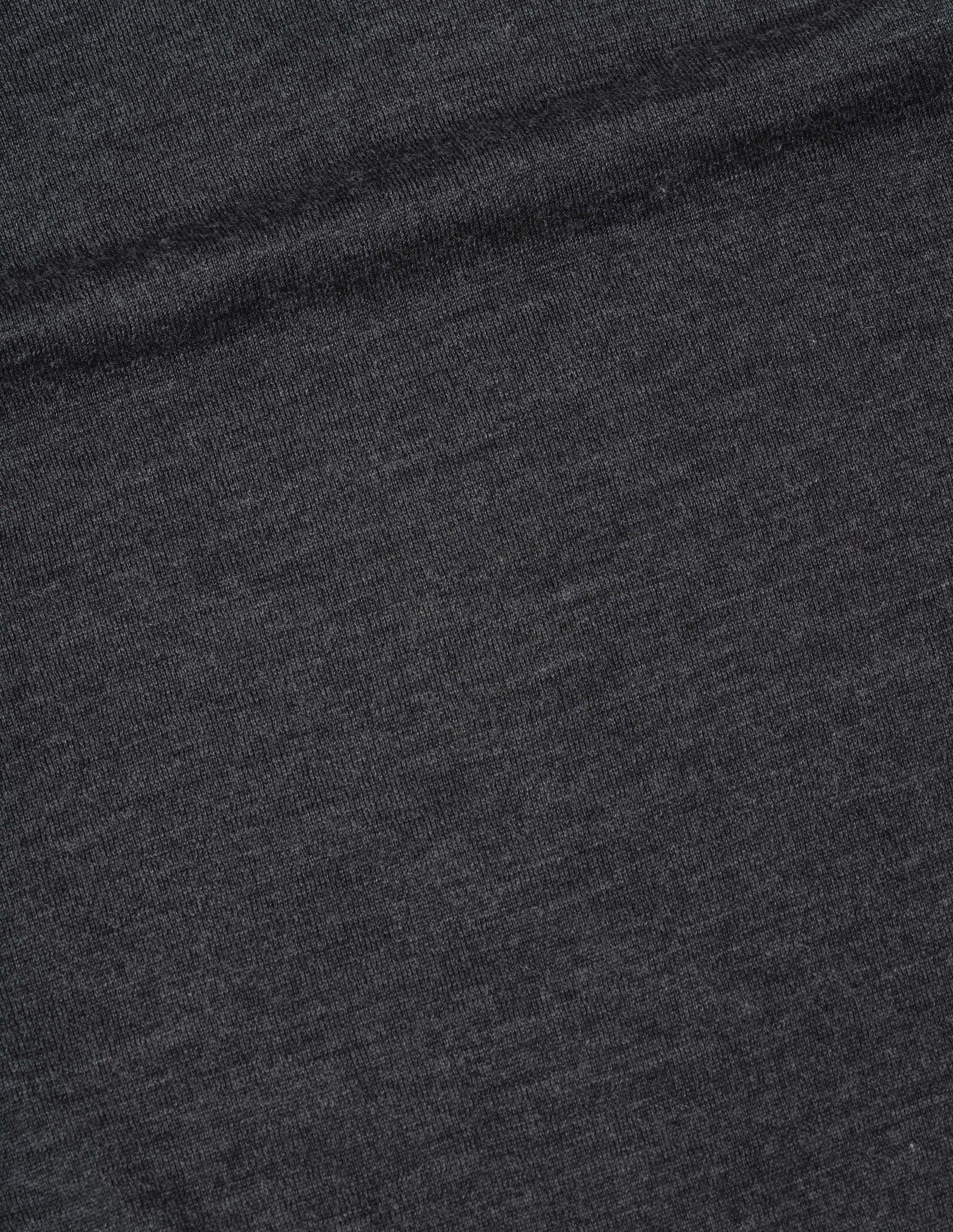 Dark grey merino wool roll neck top fabric swatch.