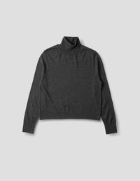 FINE GAUGE ROLL NECK TOP | MERINO WOOL | CHARCOAL