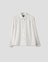 FRONT PLEAT SHIRT | MATT SILK | CHALK