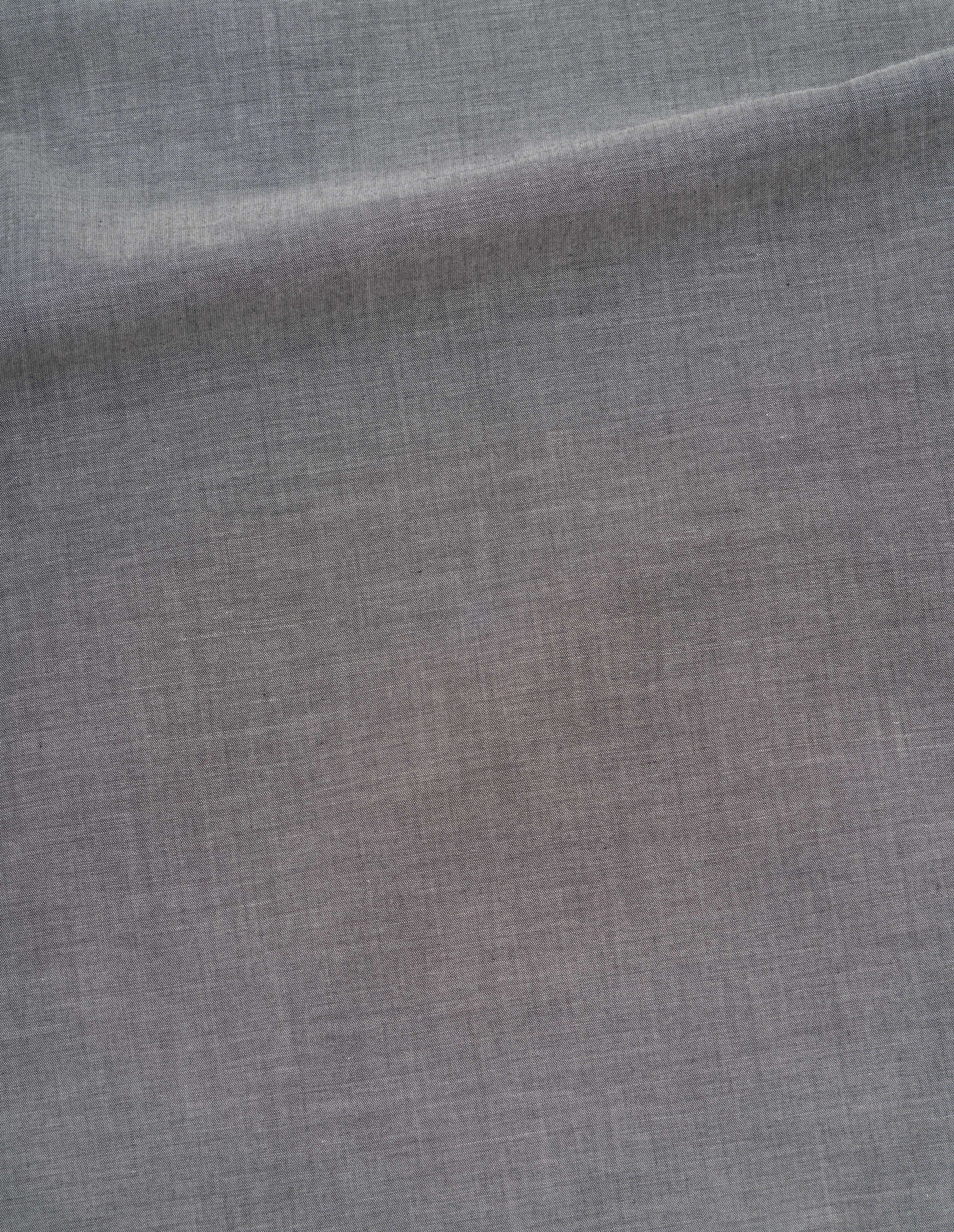 Grey fine cotton chambray shirt fabric swatch. 