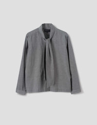 FRONT TIE SHIRT | FINE COTTON CHAMBRAY | CHARCOAL