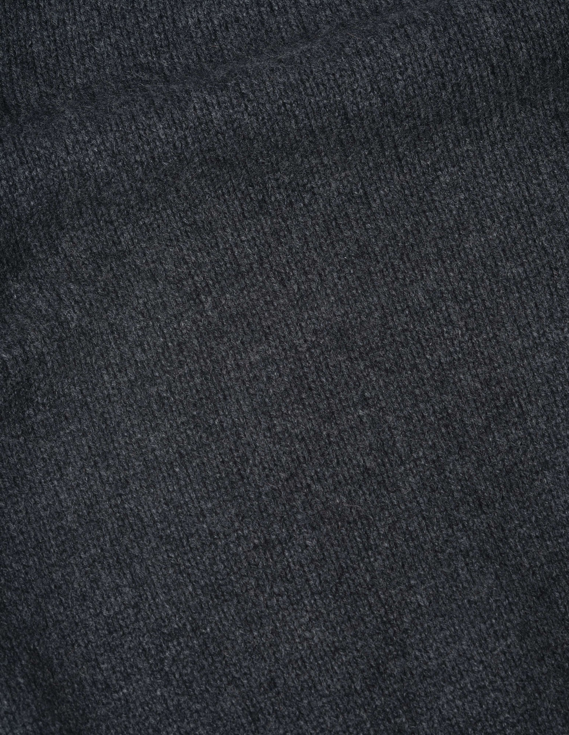Dark grey cashmere merino knitted gilet fabric swatch.