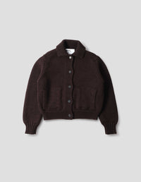 MHL. BOMBER CARDIGAN | BRITISH WOOL | DARK BROWN