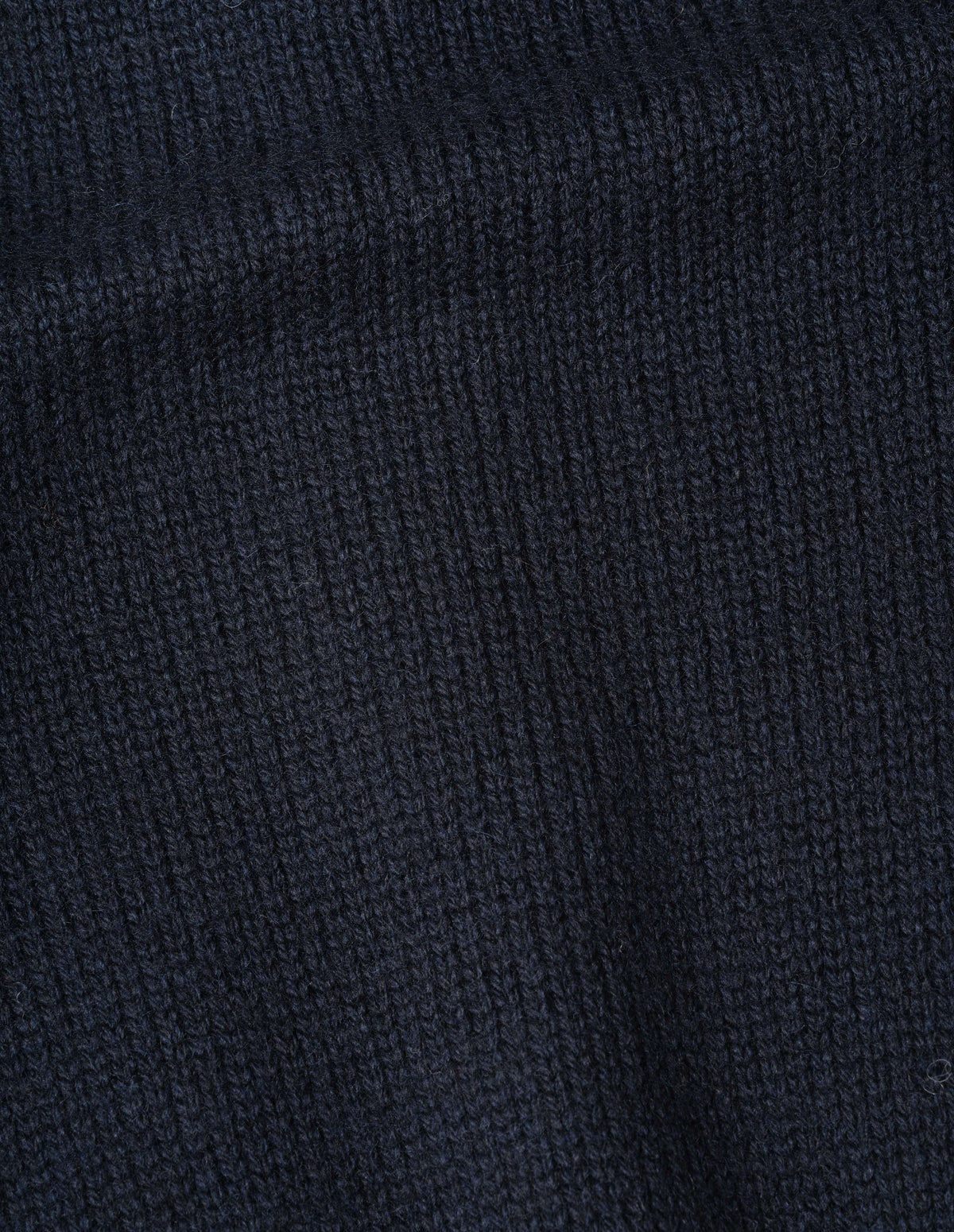 Dark navy blue boxy fit collared cardigan, fabric swatch.