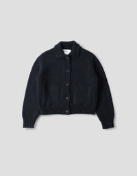 MHL. BOMBER CARDIGAN | BRITISH WOOL | INK