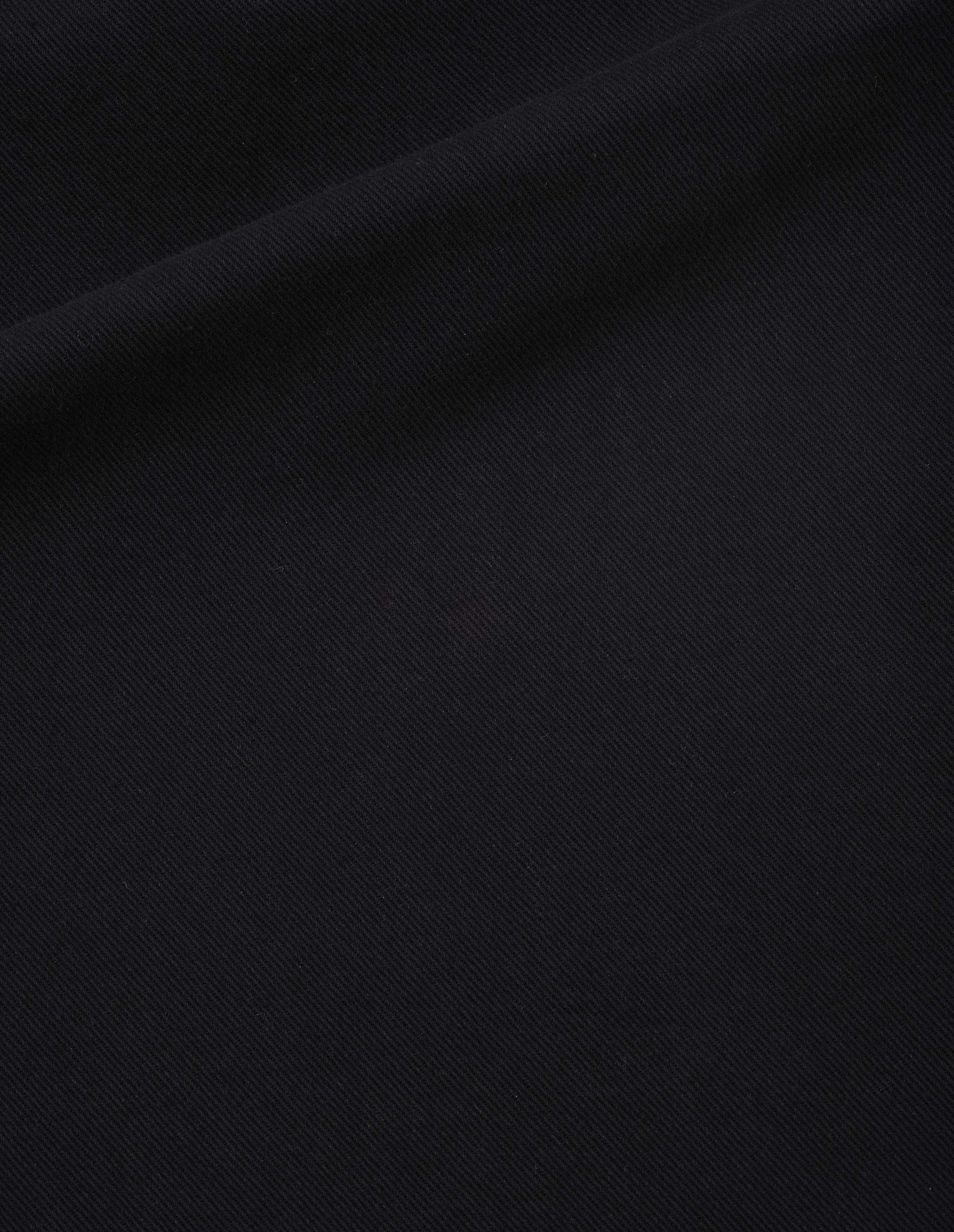 Black cotton tencel wide leg trousers, fabric swatch.