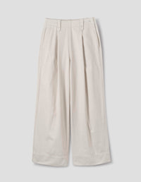 MHL. BUTTON BELT LOOP TROUSERS | FADED COTTON DRILL | CHALK