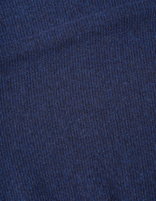 Blue lambswool cropped raglan jumper, fabric swatch.