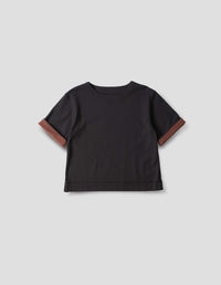 MHL. CUFFED T SHIRT | MATTE JERSEY | BLACK / RUST