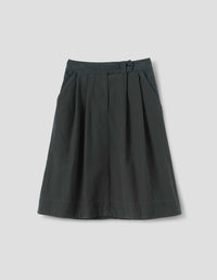 MHL. DOUBLE PLEAT SKIRT | YARN DYE COTTON DRILL | DARK GREEN